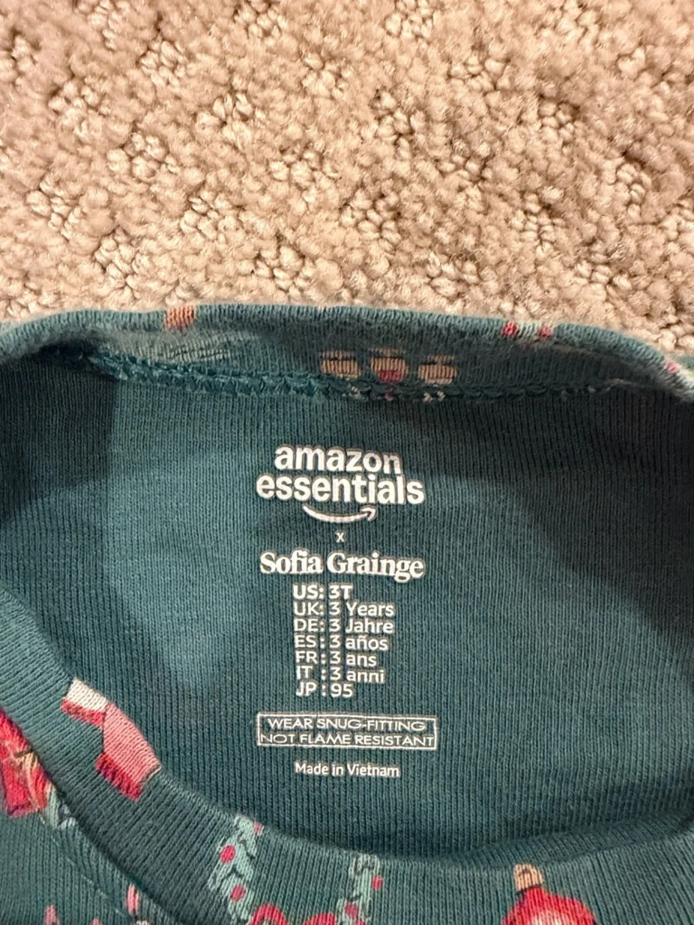 Amazon Essentials x Sofia Grainge Teal Holiday Print Pajama Set